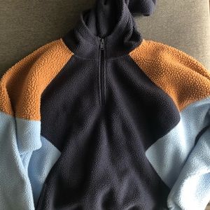 large american eagle color block quarter zip hoodie